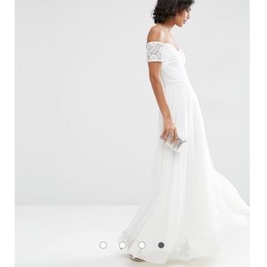 ASOS White Bardot lace maxi dress